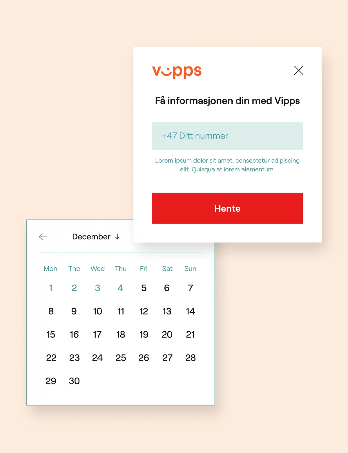 Vipps-identifiering och kalender för inflyttningsdatum