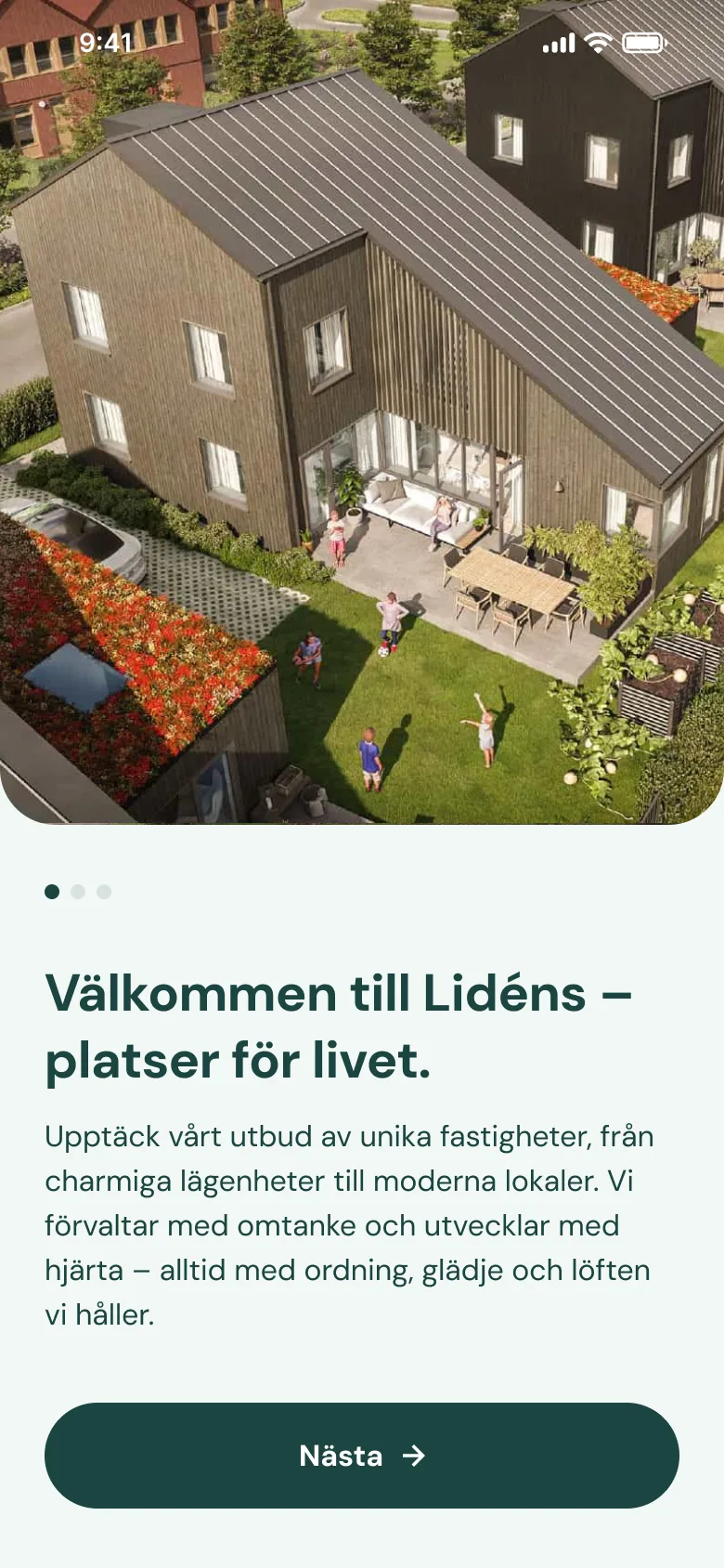 Appens välkomstvy