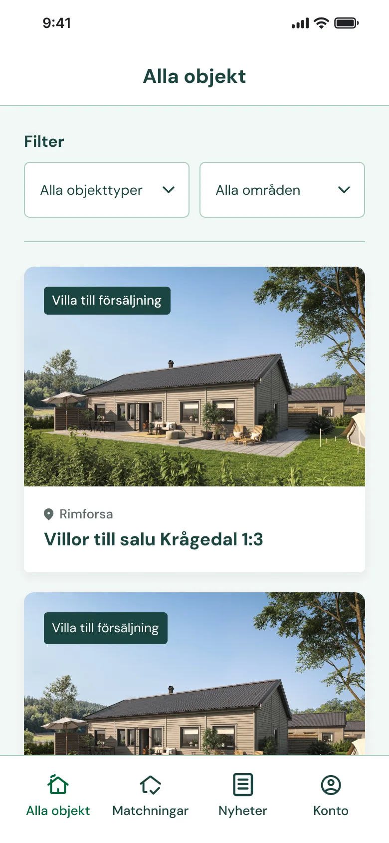 Alla objekt i appen