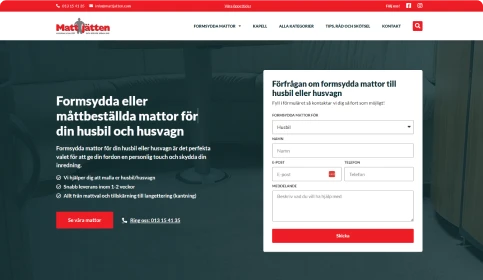 Mattjättens landningssida för formsydda mattor till husbil och husvagn