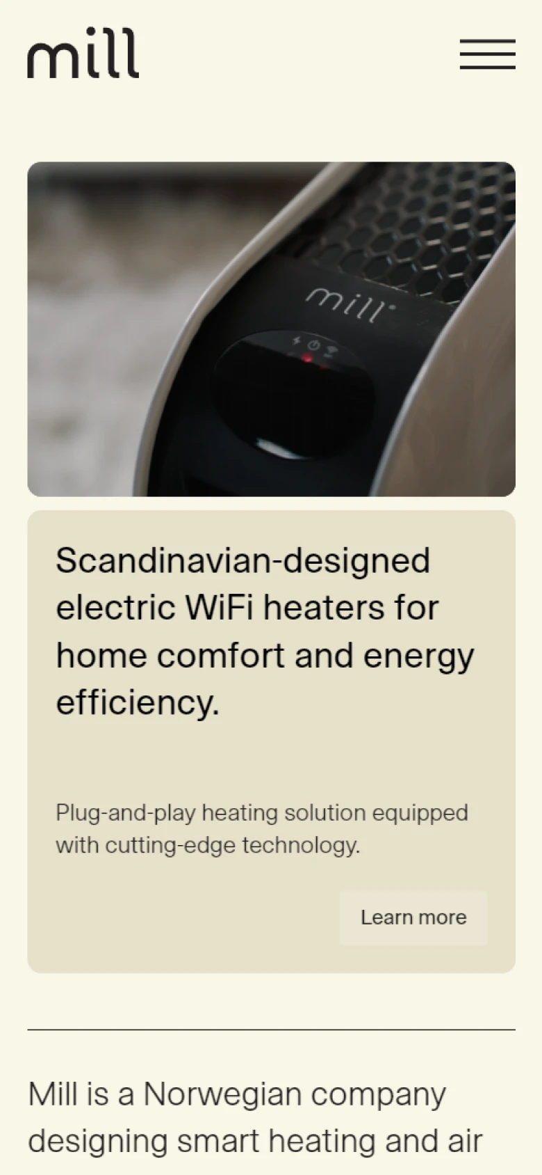 Startsidan i mobilen