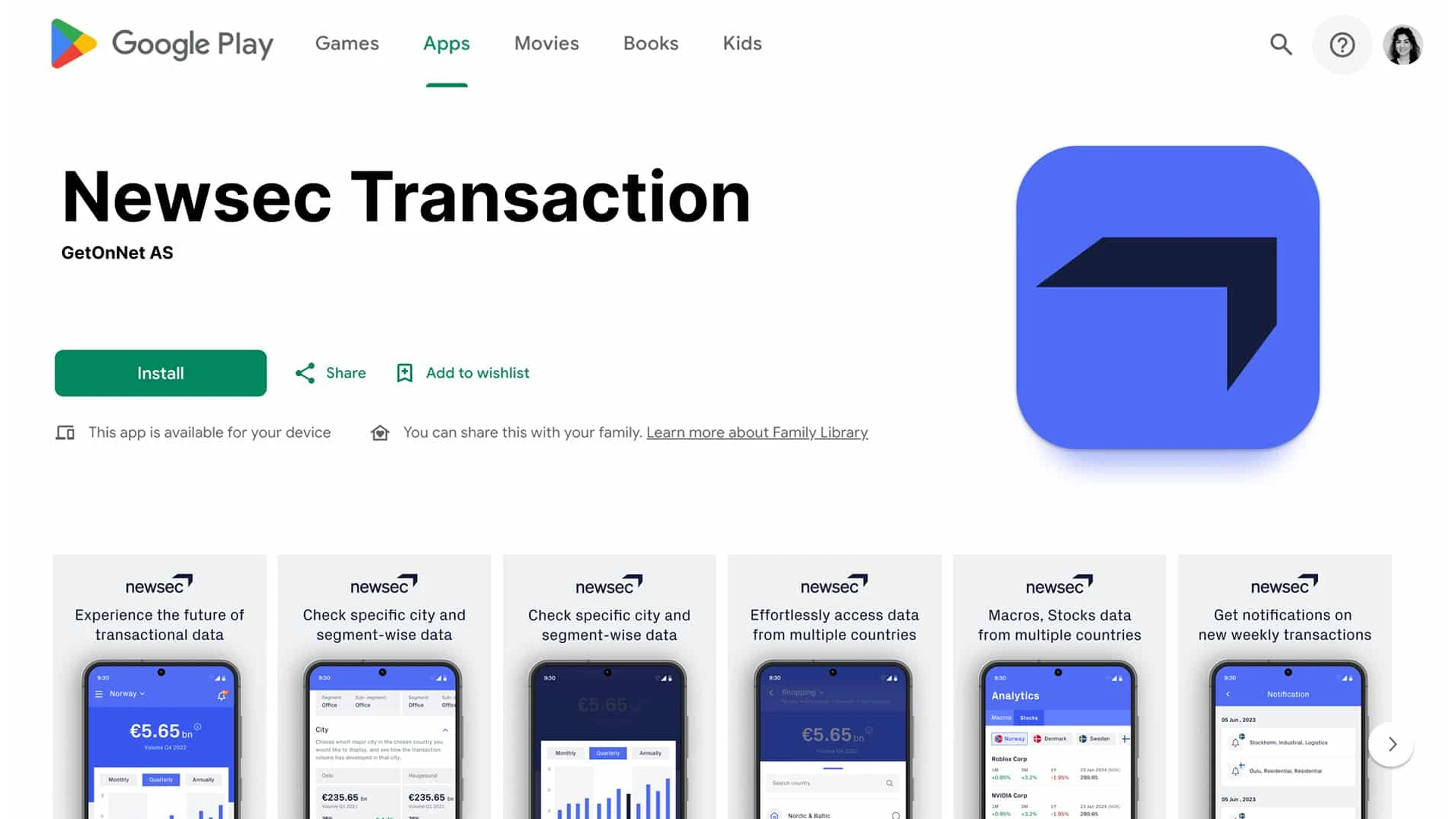 Newsec Transaction i Google Play