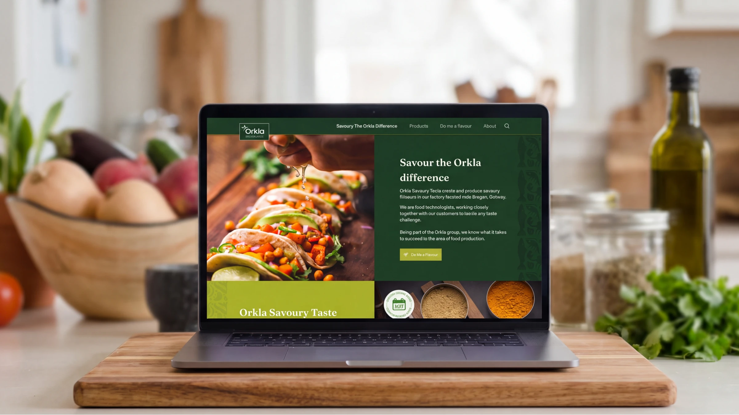 Orkla Savoury Foods webbplats med anpassat formulär