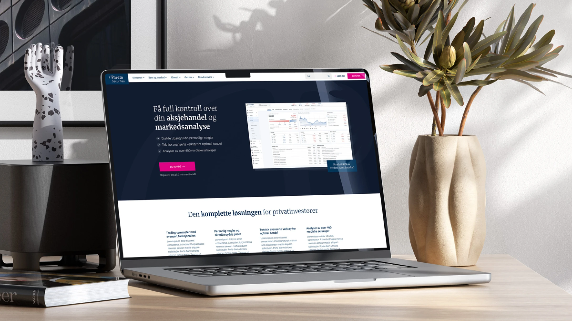 Pareto Securities webbplats i Sitevision