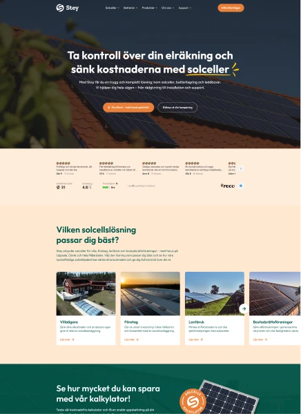 Landningssida för Stey Solceller