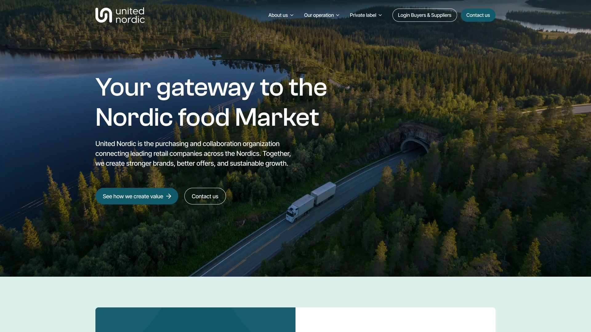 Startsidan på United Nordics webbplats