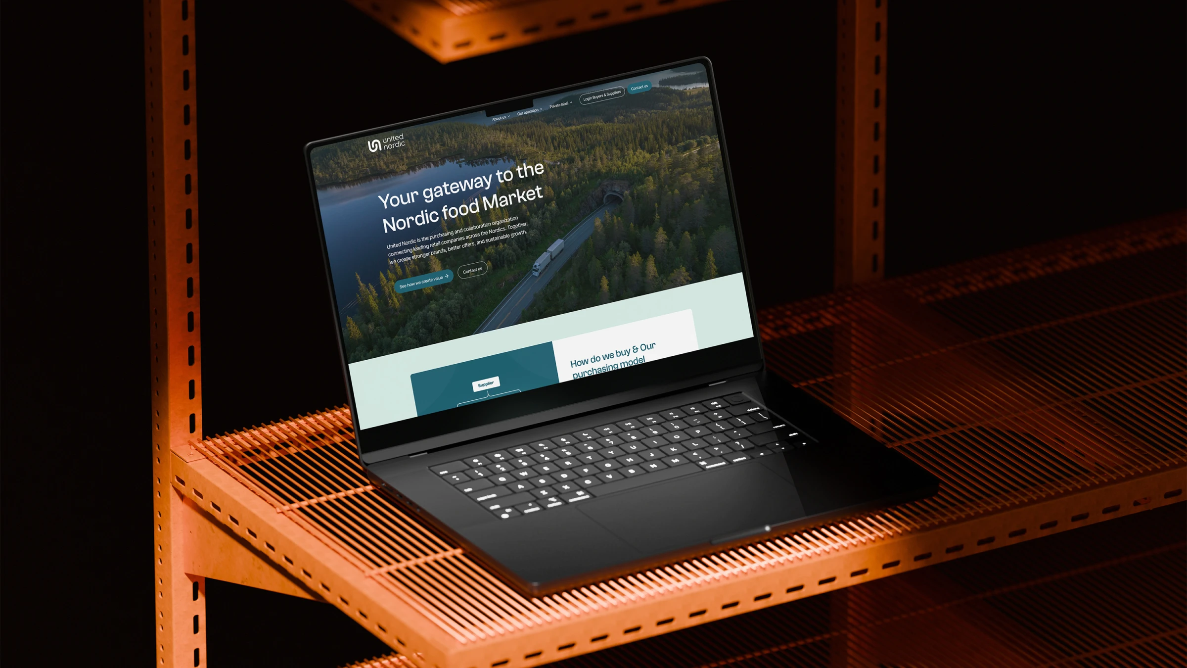 United Nordics nya webbplats på en laptop