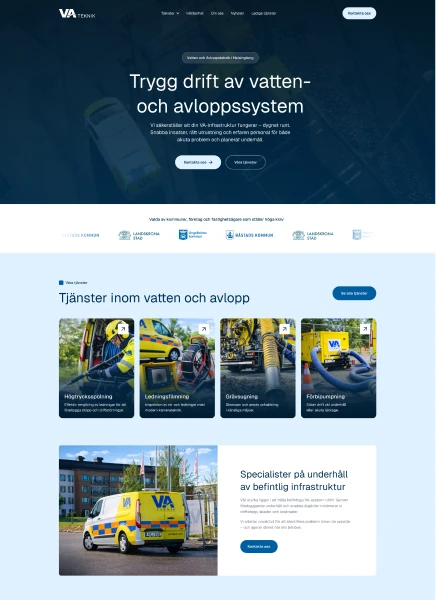 Landningssida för VA Teknik
