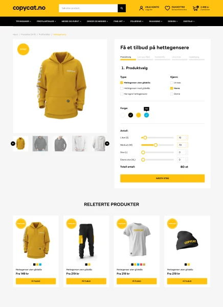 Produktsida med offertval i Copycats webbshop