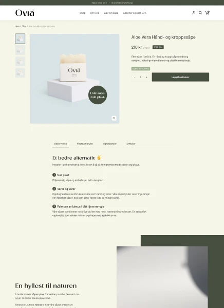Produktsida i Oviás webbshop